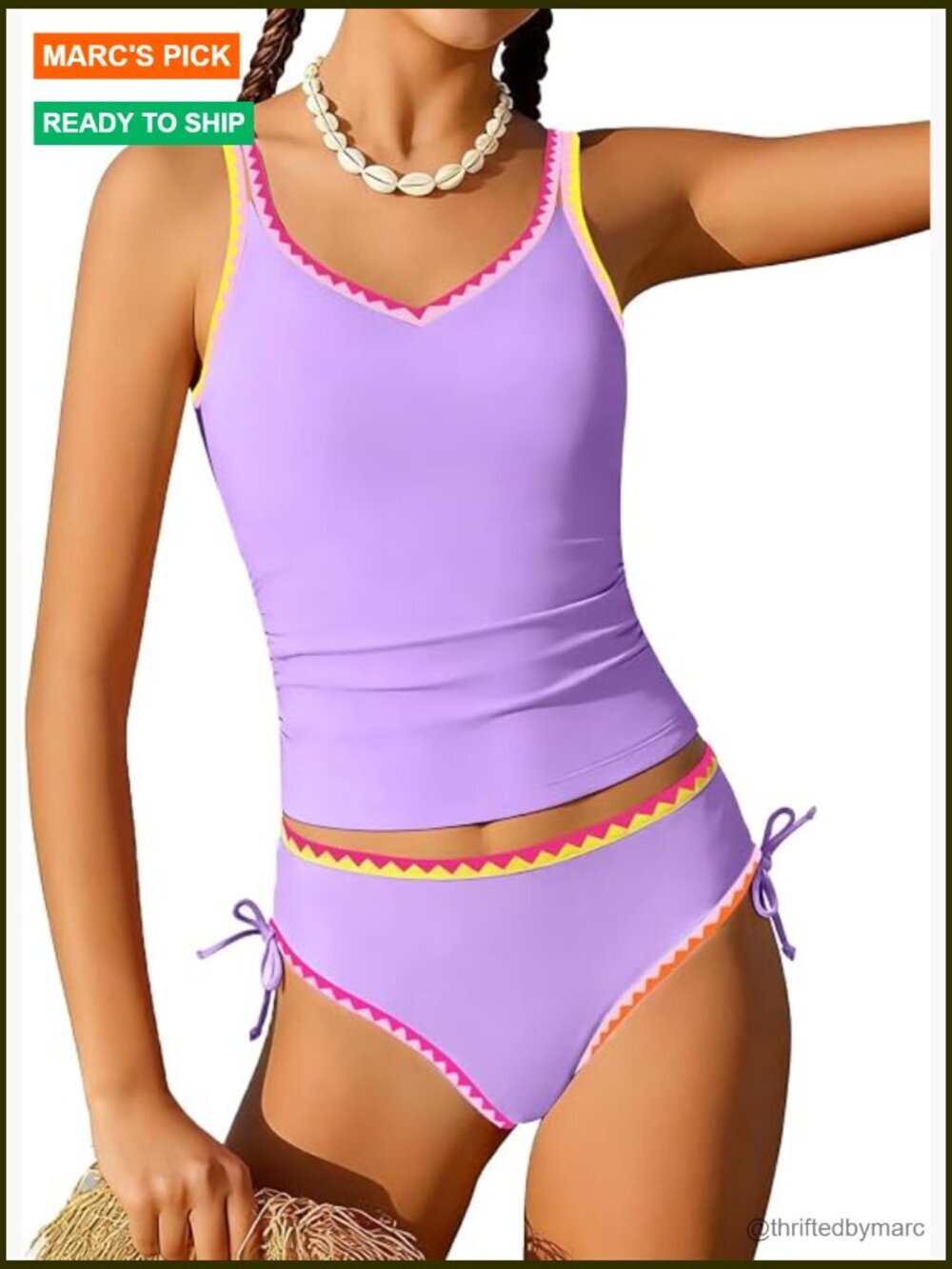 Girls Tankini Two Piece Swimsuit Modest Bathing Suit Drawstring Bottoms